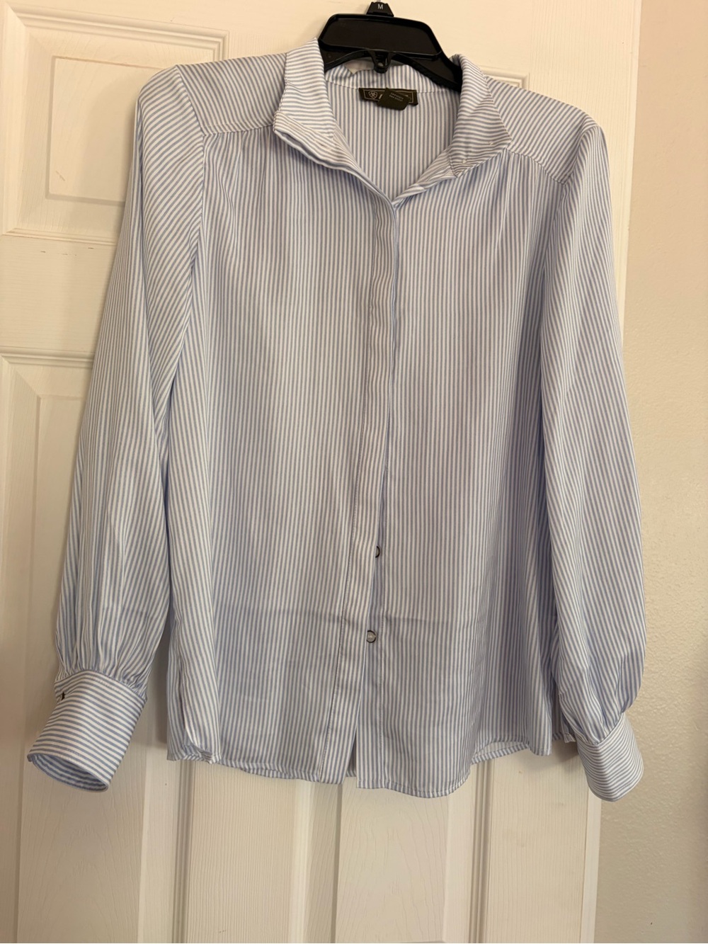 Ariat Light Blue and White Pinstripe Long-Sleeve Dress Shirt